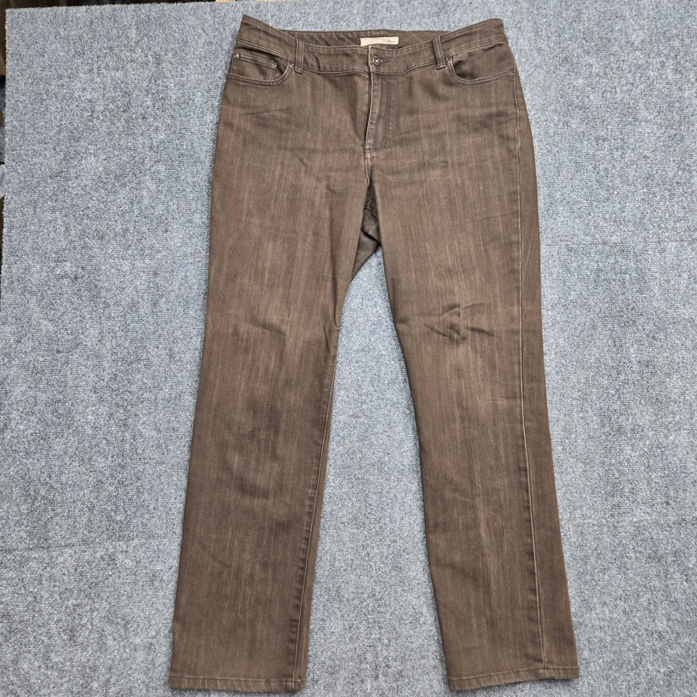 Chicos Platinum Brown Straight Leg Jeans Womens Size 2.5 Stretch Denim Pants